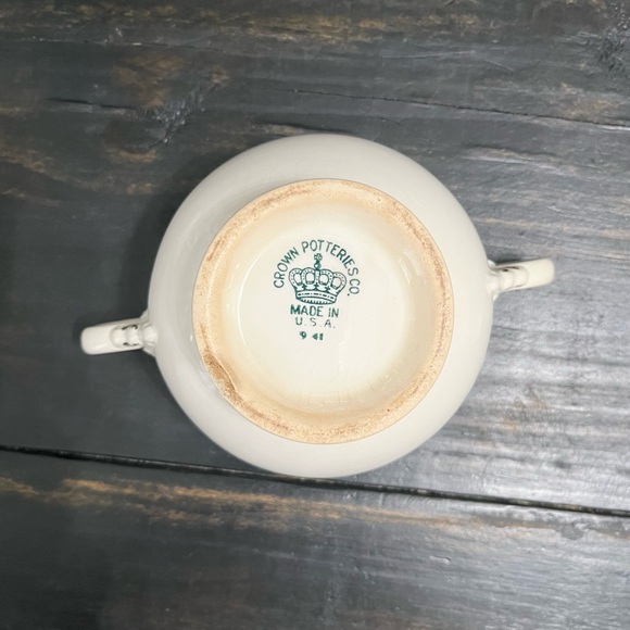 Antique Crown Potteries Co Creamer and Sugar Bowl Set  Pink Floral Design - Picture 12 of 16